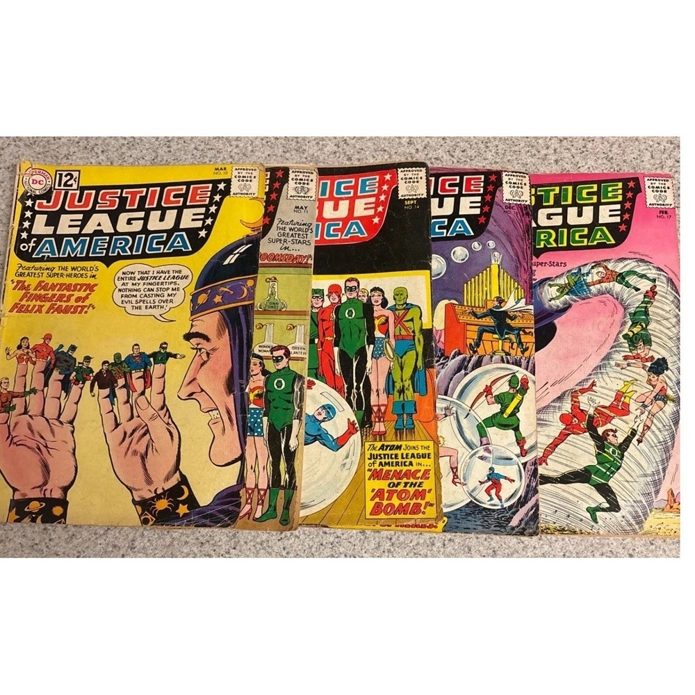 Vintage Justice League of America Comic Lot Issues 10 11 14 15 17 DC Silver Age